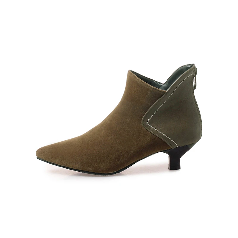 Kitten Heel Ankle Boots for Women Pointed Toe Flock Zipper Size 46 Boots Female Footwear Patchwork, Black/green/khaki
Kitten Heel Ankle Boots for Women Pointed Toe Flock Zipper Size 46 Boots Female Footwear Patchwork, Black/green/khaki