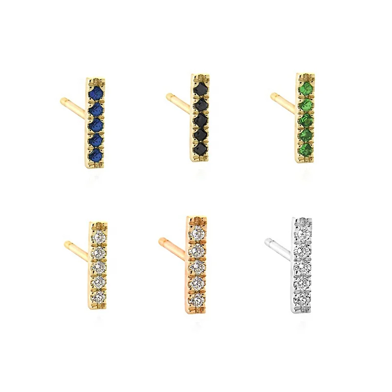 Gemnel Custom CZ rainbow jewelry minimalist sterling silver bar stud earrings 
Gemnel Custom CZ rainbow jewelry minimalist sterling silver bar stud earrings