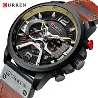 

Curren Men's Watch 8329 Hot Luxury Chronograph Quartz Wrist Watch Black Casual Military Leather Sports Military Male Watches