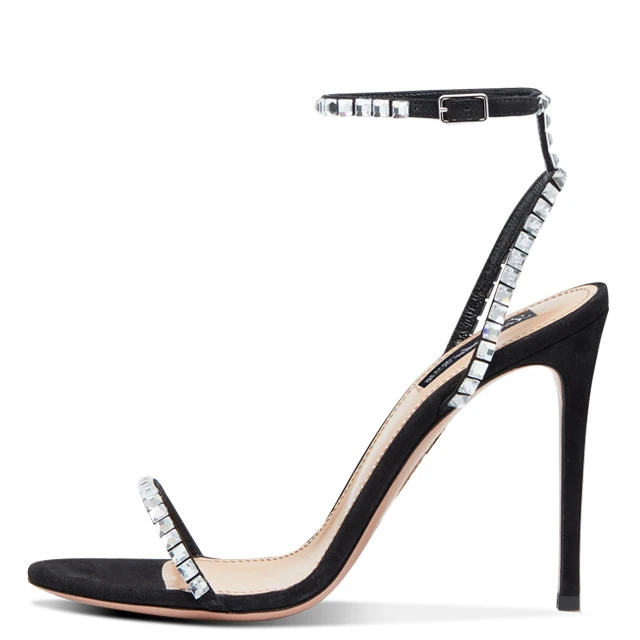 Ankle Strap Sandals High Heel Custom Women Sandal Ladies Heel Suede Silver Crystal Rhinestone High Heel Stiletto Women's Sandals, Black
Ankle Strap Sandals High Heel Custom Women Sandal Ladies Heel Suede Silver Crystal Rhinestone High Heel Stiletto Women's Sandals, Black