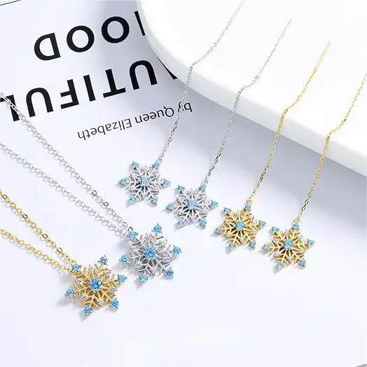 Wholesale Fine 925 Silver Plated 18k Gold Blue Zircon Snowflake Pendant Necklace Earrings Bracelet Jewelry For Christmas Gift
Wholesale Fine 925 Silver Plated 18k Gold Blue Zircon Snowflake Pendant Necklace Earrings Bracelet Jewelry For Christmas Gift