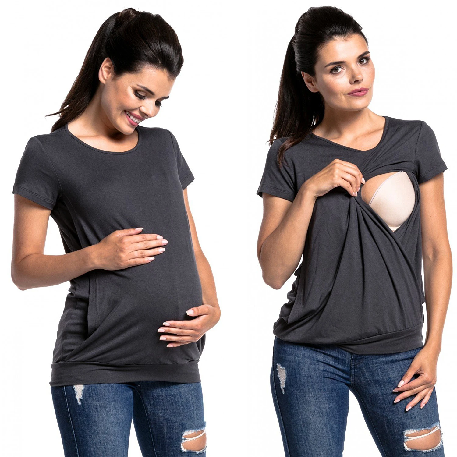 Womens Nursing Top Maternity Breastfeeding Tee Shirt Soft Double Layer short sleeve Pregnancy Tank Top Clothes
Womens Nursing Top Maternity Breastfeeding Tee Shirt Soft Double Layer short sleeve Pregnancy Tank Top Clothes