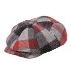 Cabbie Driver ivy Hat Plaid Tartan Fabric Wool Felt Cricket 8 Panel Newsboy Caps for Men