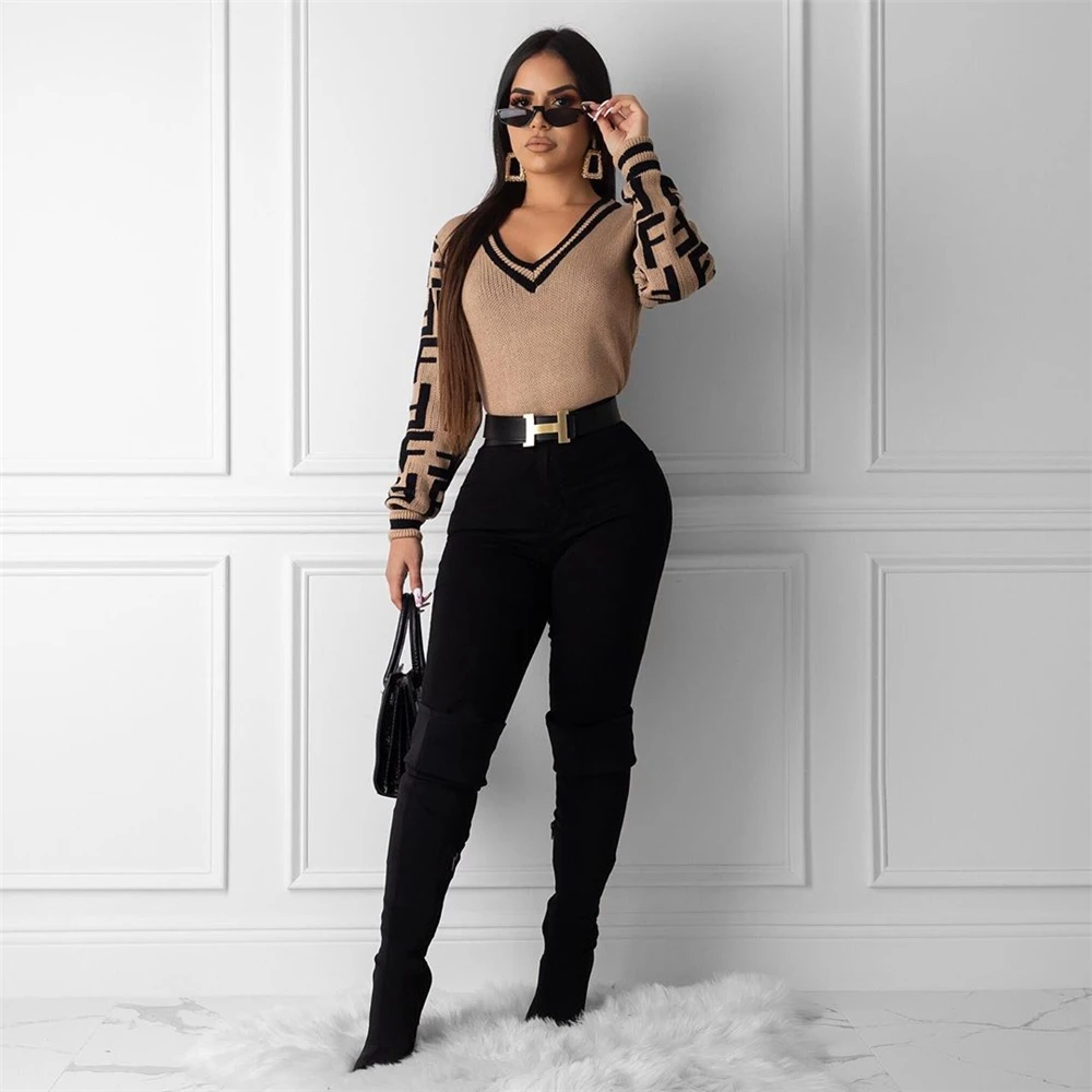Brand new fashion v neck letter print lady ladies winter sweater woman with high quality
Brand new fashion v neck letter print lady ladies winter sweater woman with high quality
