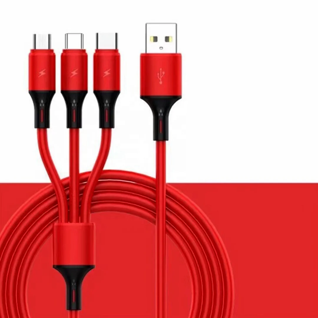3 in 1 Smartphone USB Chrging Cable For Iphone Android Fast Charging Cable With 3 Heads Lightening Type-C, Micro USB Red
3 in 1 Smartphone USB Chrging Cable For Iphone Android Fast Charging Cable With 3 Heads Lightening Type-C, Micro USB Red