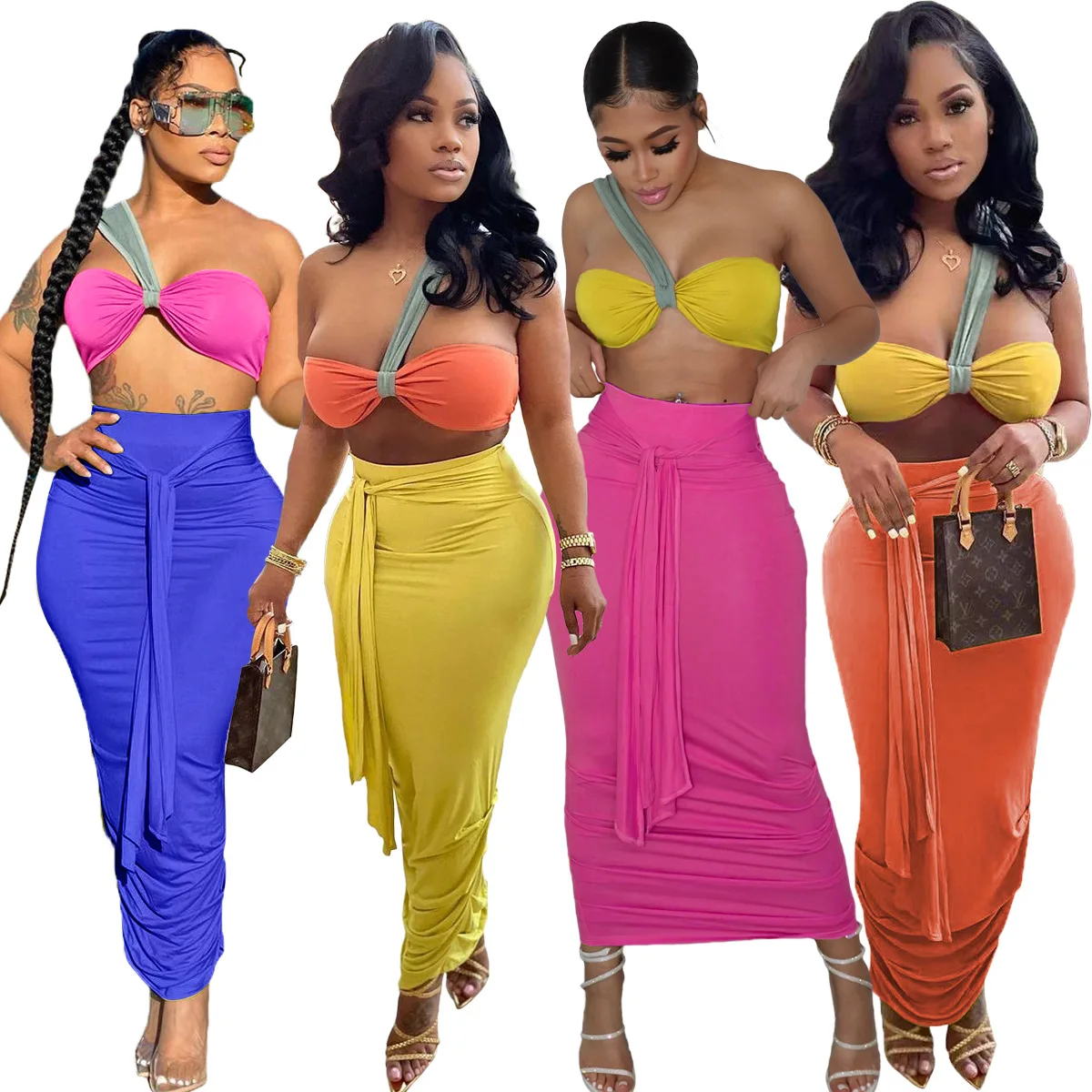 Hot Sexy 2 piece Sets New Arrivals Patchwork Fashion Women Bra Pleated Skirt Set Midi Dress, Black,rose,light blue
Hot Sexy 2 piece Sets New Arrivals Patchwork Fashion Women Bra Pleated Skirt Set Midi Dress, Black,rose,light blue