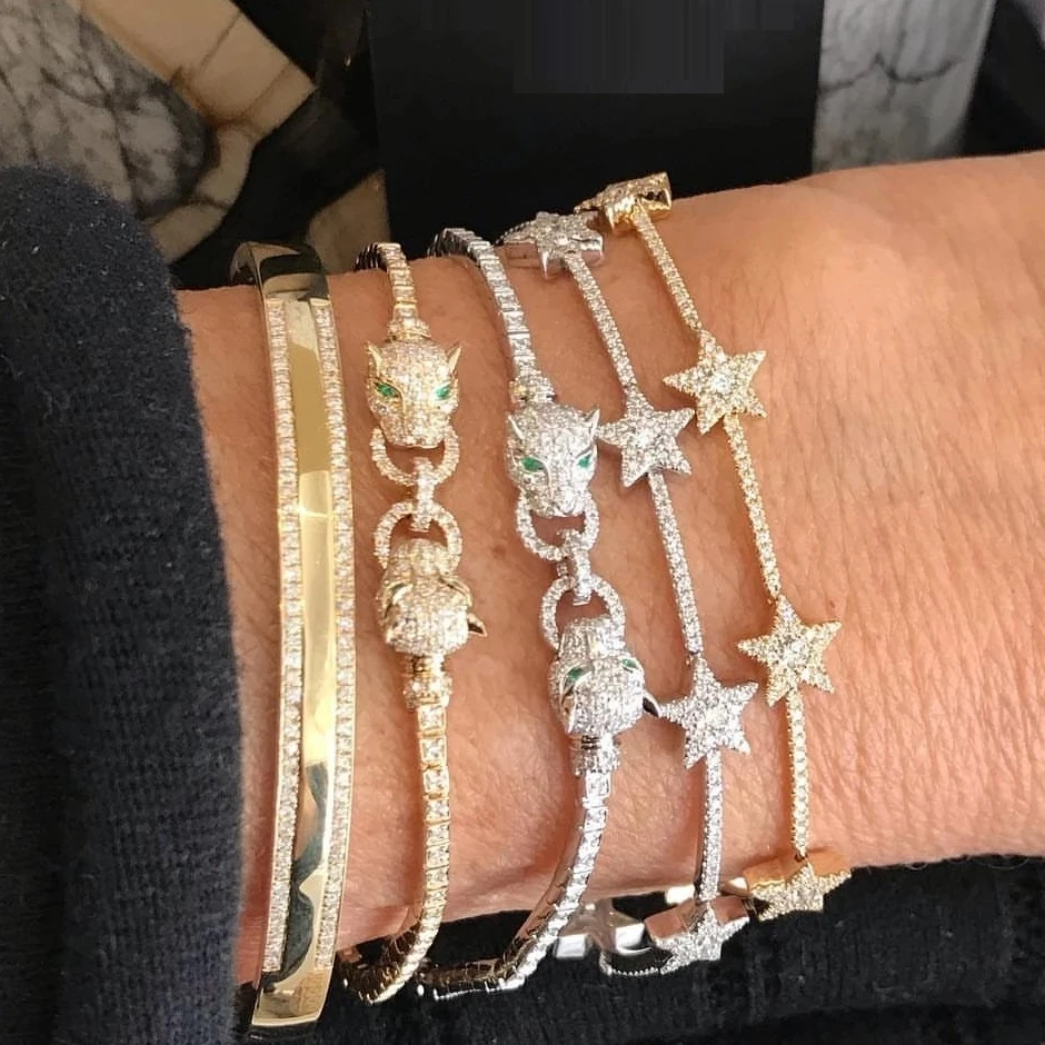 New arrived gold color Jaguar leopard charm bracelet bangle with cz tennis chain bracelet for women men adjustable jewelry
New arrived gold color Jaguar leopard charm bracelet bangle with cz tennis chain bracelet for women men adjustable jewelry