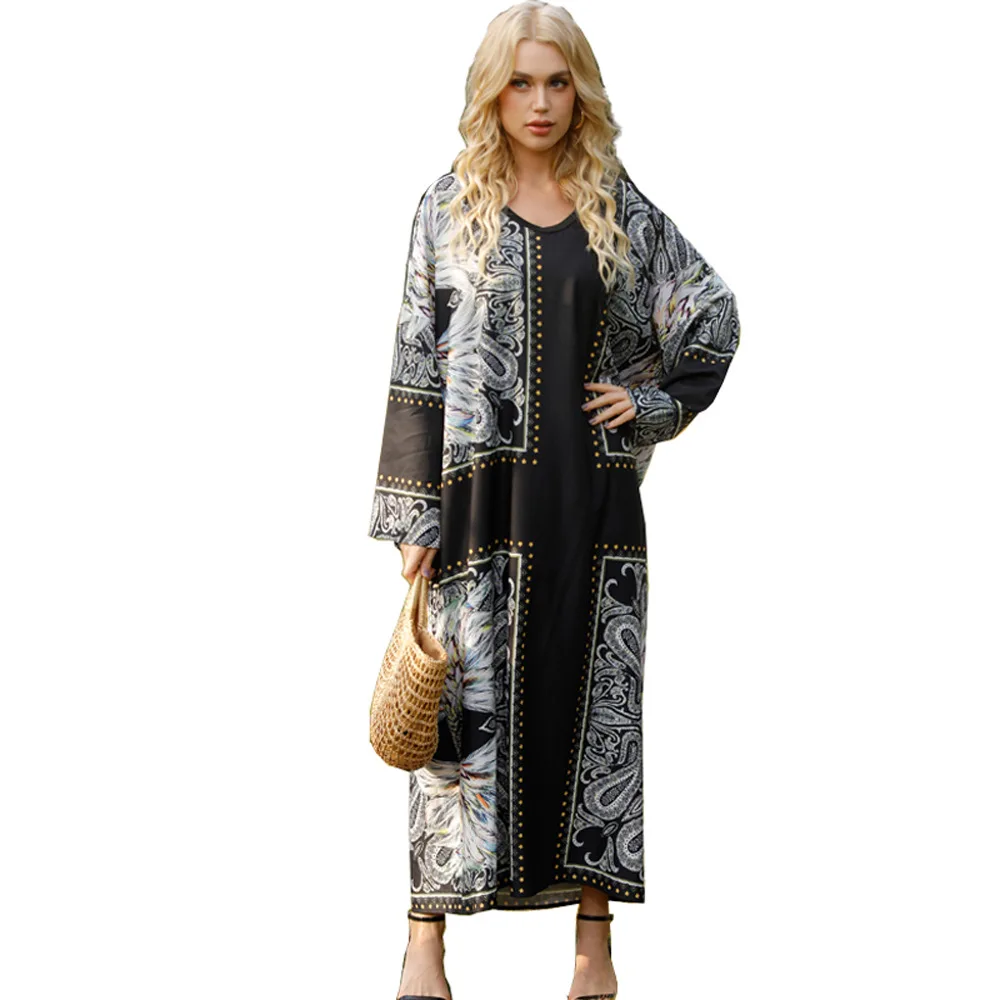 Long sleeve dress large size round neck Maxi Dress ethnic printed woven fabric women's clothing
Long sleeve dress large size round neck Maxi Dress ethnic printed woven fabric women's clothing