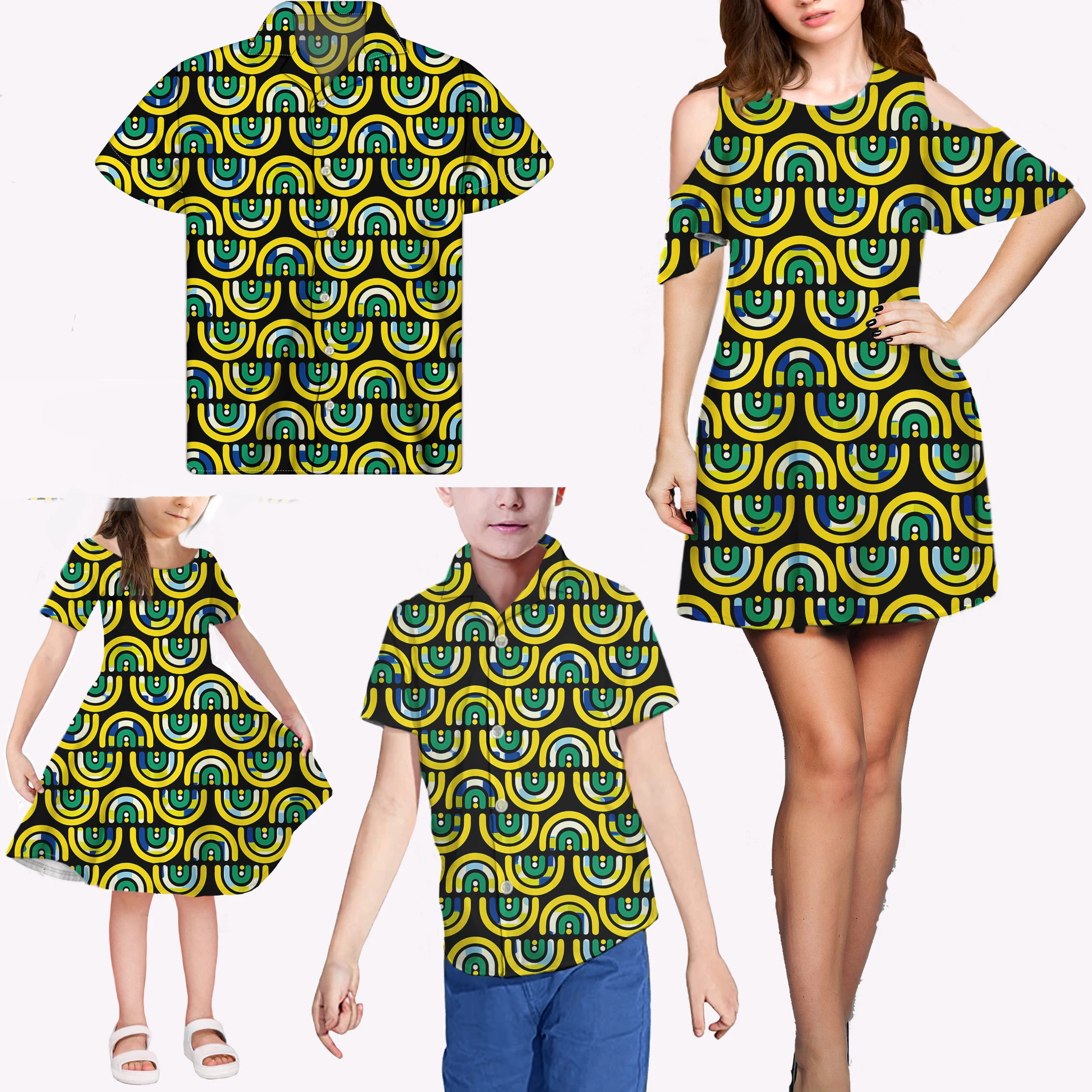 African Yellow/Green Wave Black Pattern Family Matching Elegant Women's Dresses Sexy 14 Years Girl Dresses 6 to 14 Years Dresses, Customized color
African Yellow/Green Wave Black Pattern Family Matching Elegant Women's Dresses Sexy 14 Years Girl Dresses 6 to 14 Years Dresses, Customized color