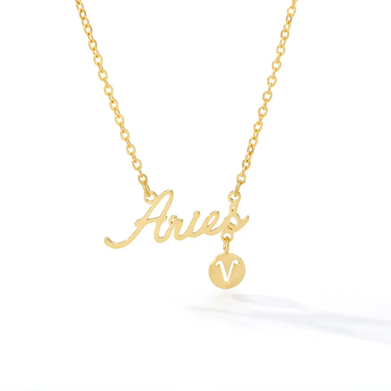 Hot Selling Simple Jewelry Zodiac English Letters Necklace Stainless Steel Gold Plating For Girls 12 Zodiac Pendant Necklace
Hot Selling Simple Jewelry Zodiac English Letters Necklace Stainless Steel Gold Plating For Girls 12 Zodiac Pendant Necklace