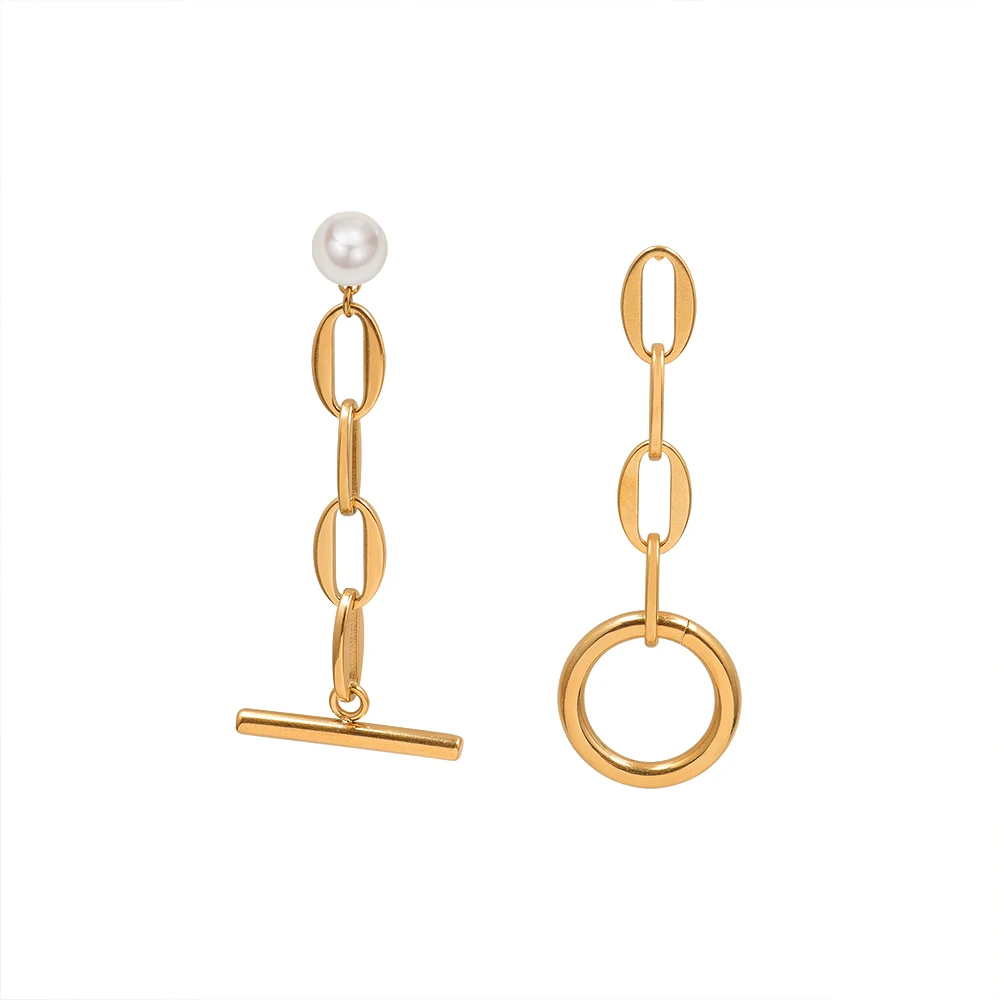 Double Ring Chain Splicing Ear ChainTitanium Steel 18k Gold Asymmetric Earrings, Picture shows
Double Ring Chain Splicing Ear ChainTitanium Steel 18k Gold Asymmetric Earrings, Picture shows