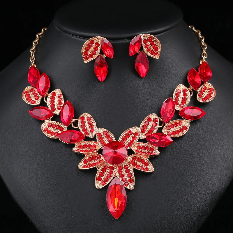 Vintage Leaf Flower Jewelry Set Rhinestone Crystal Necklace Earrings Jewelry Set Wedding Jewelry Sets For Women
Vintage Leaf Flower Jewelry Set Rhinestone Crystal Necklace Earrings Jewelry Set Wedding Jewelry Sets For Women