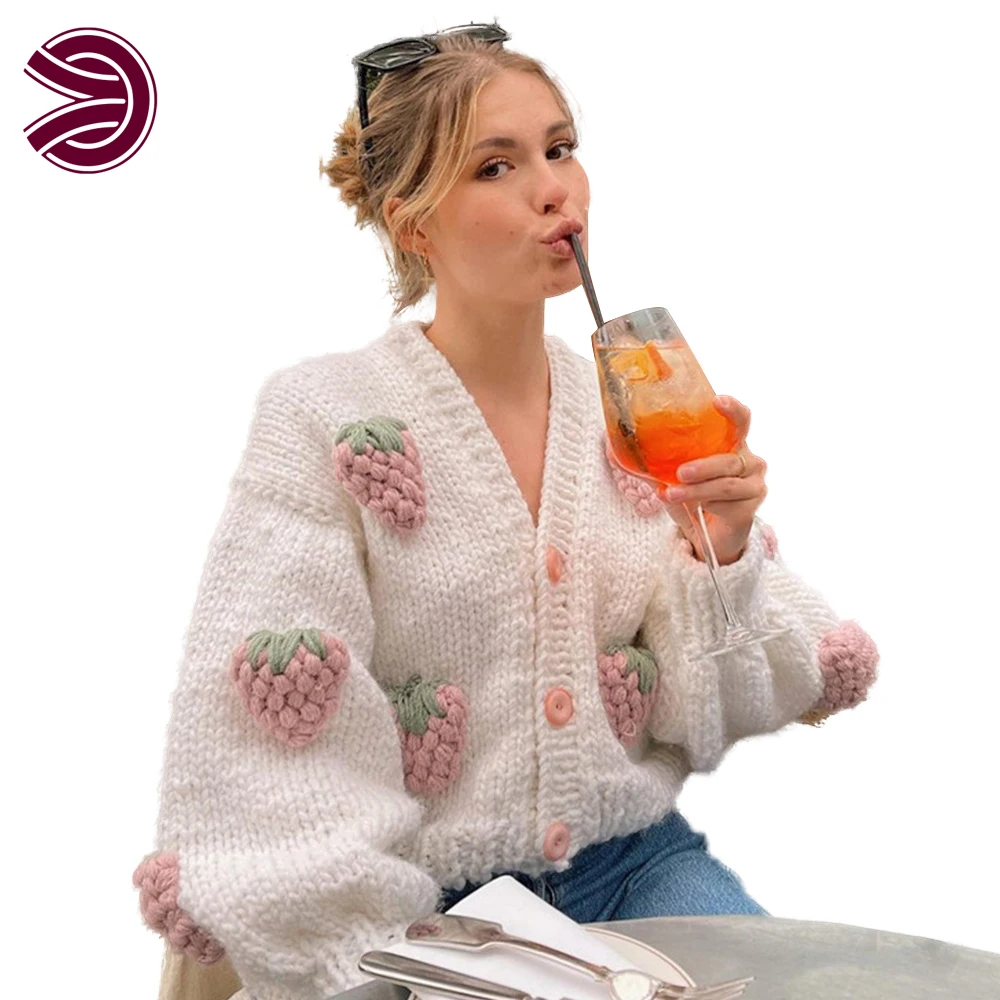 Autumn and winter High quality coat Long sleeve Strawberry Handmade knitting sweaters Crochet coat Sweaters
Autumn and winter High quality coat Long sleeve Strawberry Handmade knitting sweaters Crochet coat Sweaters