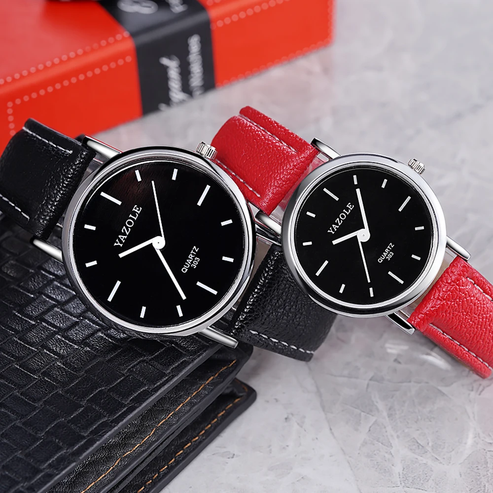 YAZOLE D 303 Hot selling leather mens quartz watches oem 2020 unisex classic wristwatch women custom watch relogio masculino, Black dial 
YAZOLE D 303 Hot selling leather mens quartz watches oem 2020 unisex classic wristwatch women custom watch relogio masculino, Black dial