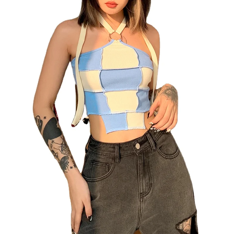 2021 New Summer Women Check Halter Top Sexy Contract Color Backless Bodycon Fashion Vest Street Style Camis
2021 New Summer Women Check Halter Top Sexy Contract Color Backless Bodycon Fashion Vest Street Style Camis