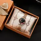 And Watch Quartz New Bracelet Wristwatch 3 Pieces Et Gold Flower Retro Small And Watch With Gift Box