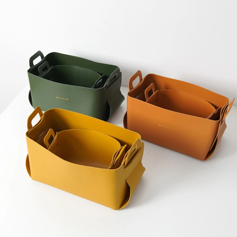 Nordic style retro eco-friendly pu leather folding custom bakset collapsible storage baskets
Nordic style retro eco-friendly pu leather folding custom bakset collapsible storage baskets
