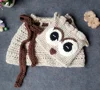 Q237 Cute Baby Girl Cartoon Owl Cap Kids Ring Scarf and Hat Set Knitting Neckerchief Hat