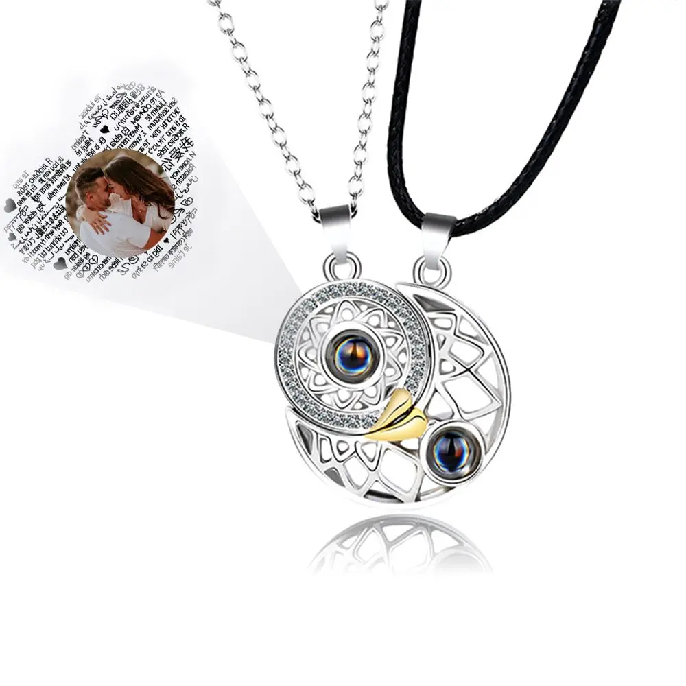 Sun Moon Projection Photo Pendant Necklace Collier Custom Name Magnetic Necklace for Couple
Sun Moon Projection Photo Pendant Necklace Collier Custom Name Magnetic Necklace for Couple
