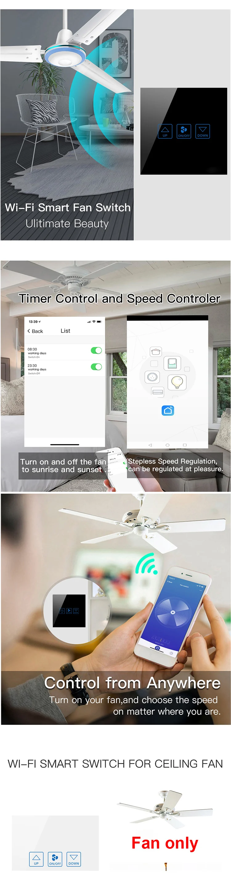 App Wifi Touch Fan, Plastic - detail 4