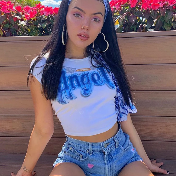 X00759C Sexy Angel Letter Print O Neck short Sleeve tshirt 2020 Summer Women Casual Slim Fashion T Shirt Female Streetwear Tees, Black
X00759C Sexy Angel Letter Print O Neck short Sleeve tshirt 2020 Summer Women Casual Slim Fashion T Shirt Female Streetwear Tees, Black
