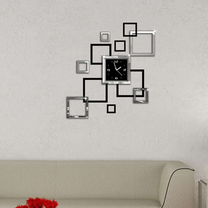 Square Mirror Wall Clock Art DIY 3D Mirror Sticker Clock Home Study Living Room Decor Wall Mirror Clock Sticker, Black&red
Square Mirror Wall Clock Art DIY 3D Mirror Sticker Clock Home Study Living Room Decor Wall Mirror Clock Sticker, Black&red