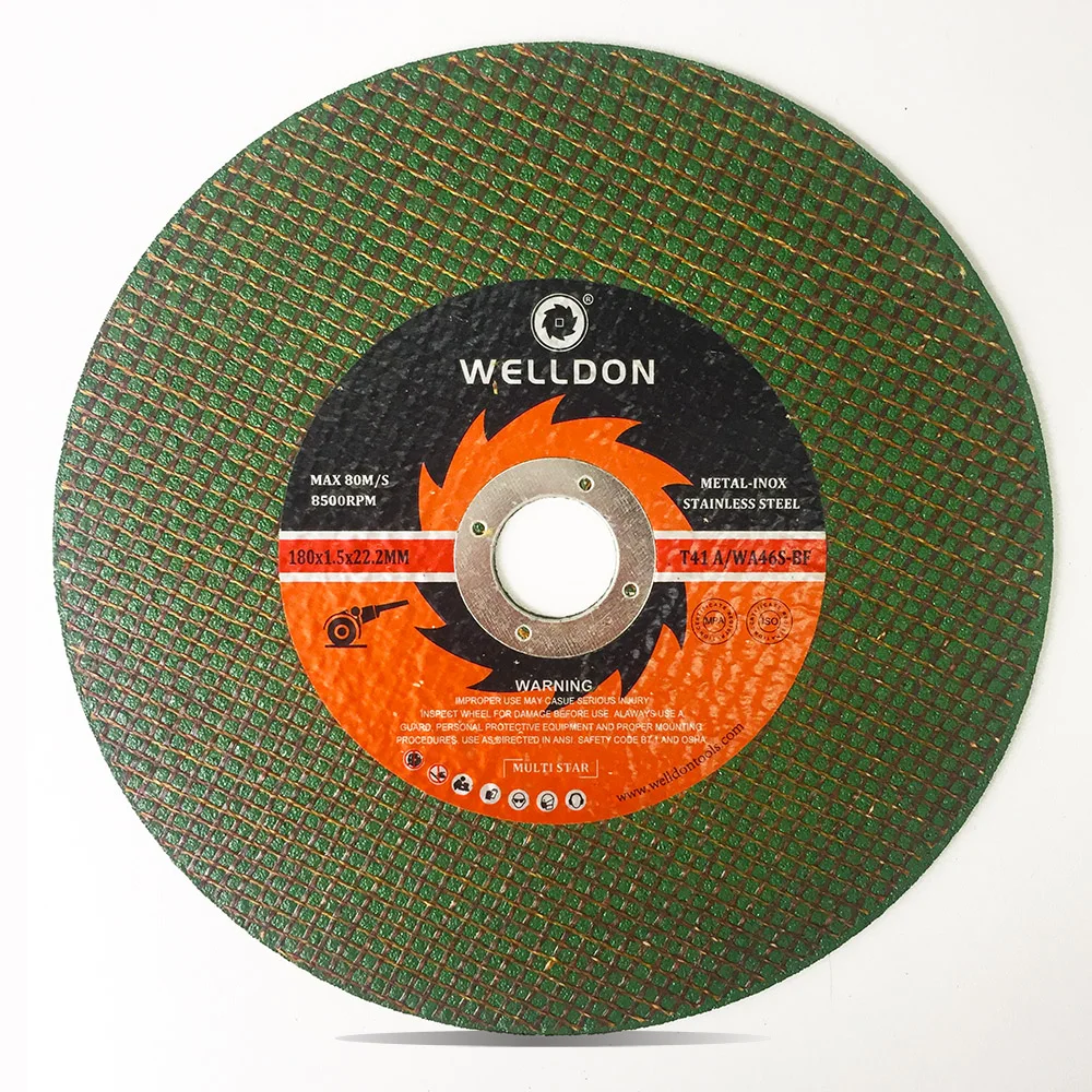 WELLDON 180x1.6mm 7" steel abrasive cutting disc 7 inch 180mm 180x1.6mm cut off disc wheel for metal iron, Black green red 
WELLDON 180x1.6mm 7" steel abrasive cutting disc 7 inch 180mm 180x1.6mm cut off disc wheel for metal iron, Black green red