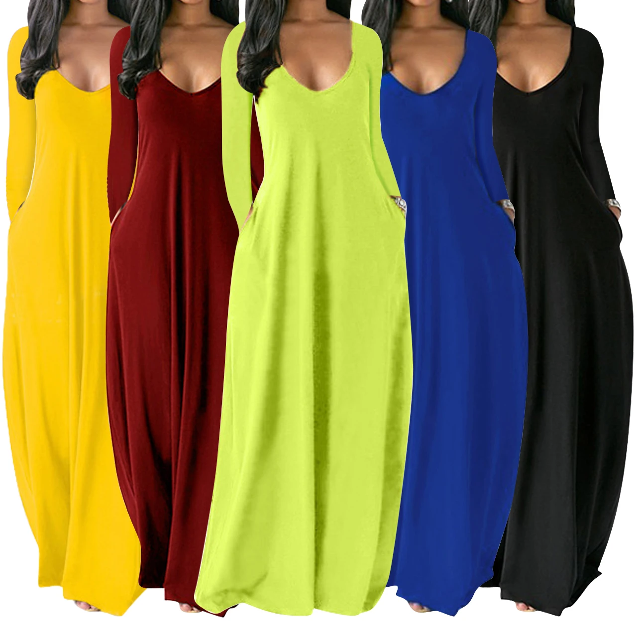 X1137 2021 Europe and America Winter Solid Color Sexy V Neck Maxi Dress Long Sleeve Skirt Thickened Women Autumn Casual dresses
X1137 2021 Europe and America Winter Solid Color Sexy V Neck Maxi Dress Long Sleeve Skirt Thickened Women Autumn Casual dresses