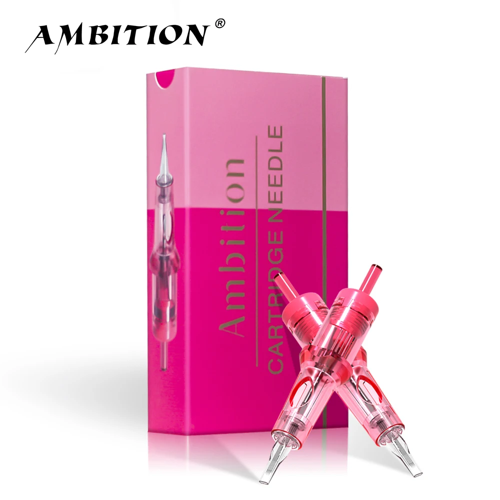 

Ambition 20Pcs Disposable Pink RL Flat Liner Eyebrows Eyeliner Lips Tattoo Cartridge Needles for Permanent Makeup