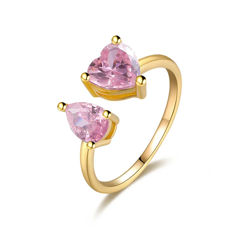 Cute Trendy 925 Sterling Silver 18K Gold Plated Water Drop Pear Zircon Pink Heart Diamond Open Rings Adjustable
Cute Trendy 925 Sterling Silver 18K Gold Plated Water Drop Pear Zircon Pink Heart Diamond Open Rings Adjustable