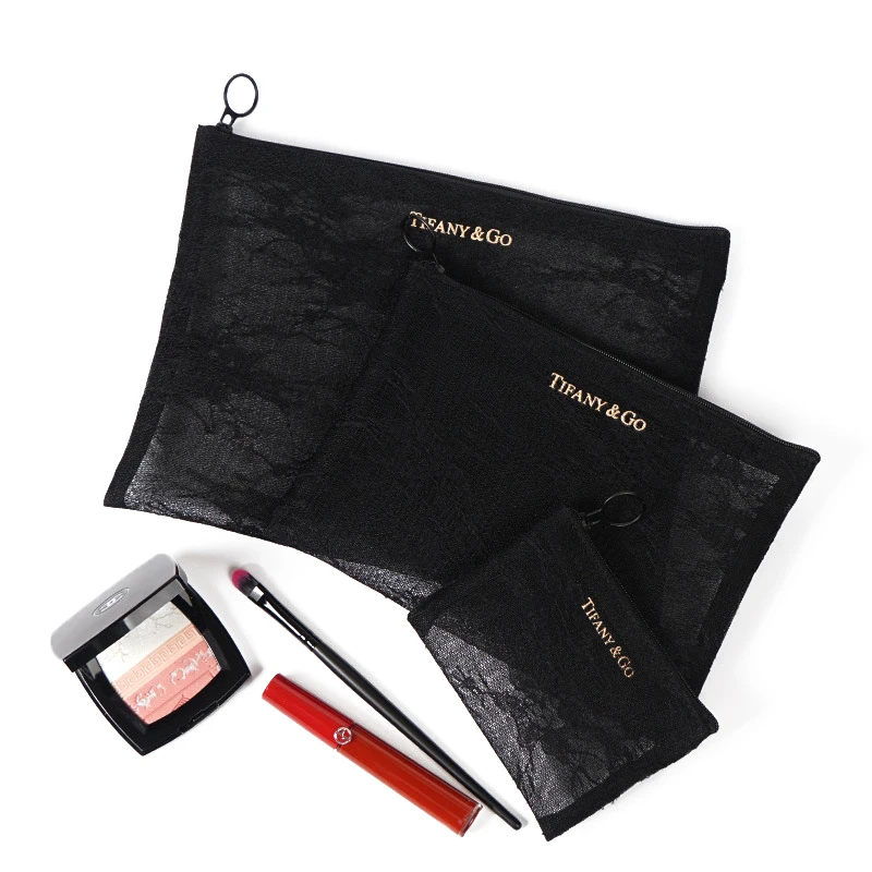 Elegant Travel PVC Lace Pouch Bag 3 Pieces Black Mesh Cosmetic Bag Sets, Plain / lace
Elegant Travel PVC Lace Pouch Bag 3 Pieces Black Mesh Cosmetic Bag Sets, Plain / lace