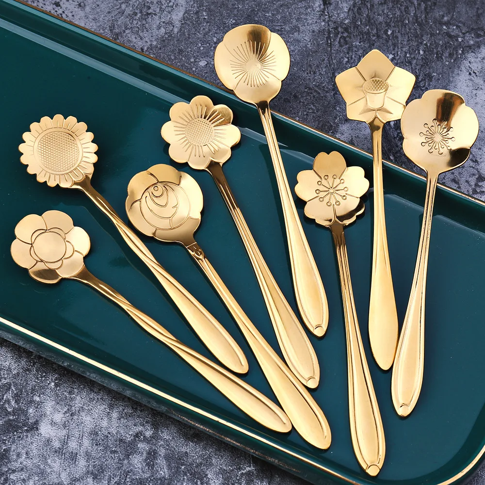 Hot Sale Korea Gold plated stainless steel coffee rose creative flower tea cherry spoon
Hot Sale Korea Gold plated stainless steel coffee rose creative flower tea cherry spoon