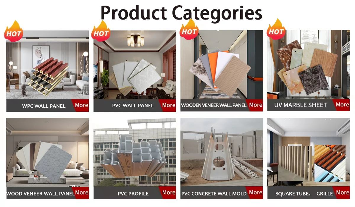 Focusing on interior decoration, we provide wood plastic wall panels, plastic steel profiles, UV marble slabs, bamboo wood fiber wall panels, and cast-in-place PC templates for villa construction without dismantling