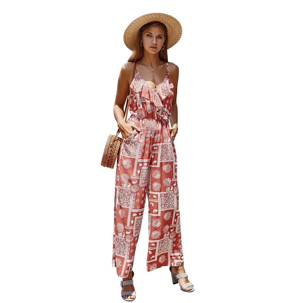 Wide Leg Jumpsuit Women Custom Floral Pattern Jumpsuit with Side Pockets Summer Sexy Deep V Neck Women Jumpsuit
Wide Leg Jumpsuit Women Custom Floral Pattern Jumpsuit with Side Pockets Summer Sexy Deep V Neck Women Jumpsuit