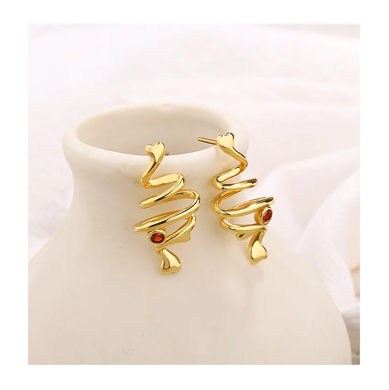 VIANRLA snake shape stud earrings with red zircon 925 sterling silver new arrival earrings
VIANRLA snake shape stud earrings with red zircon 925 sterling silver new arrival earrings