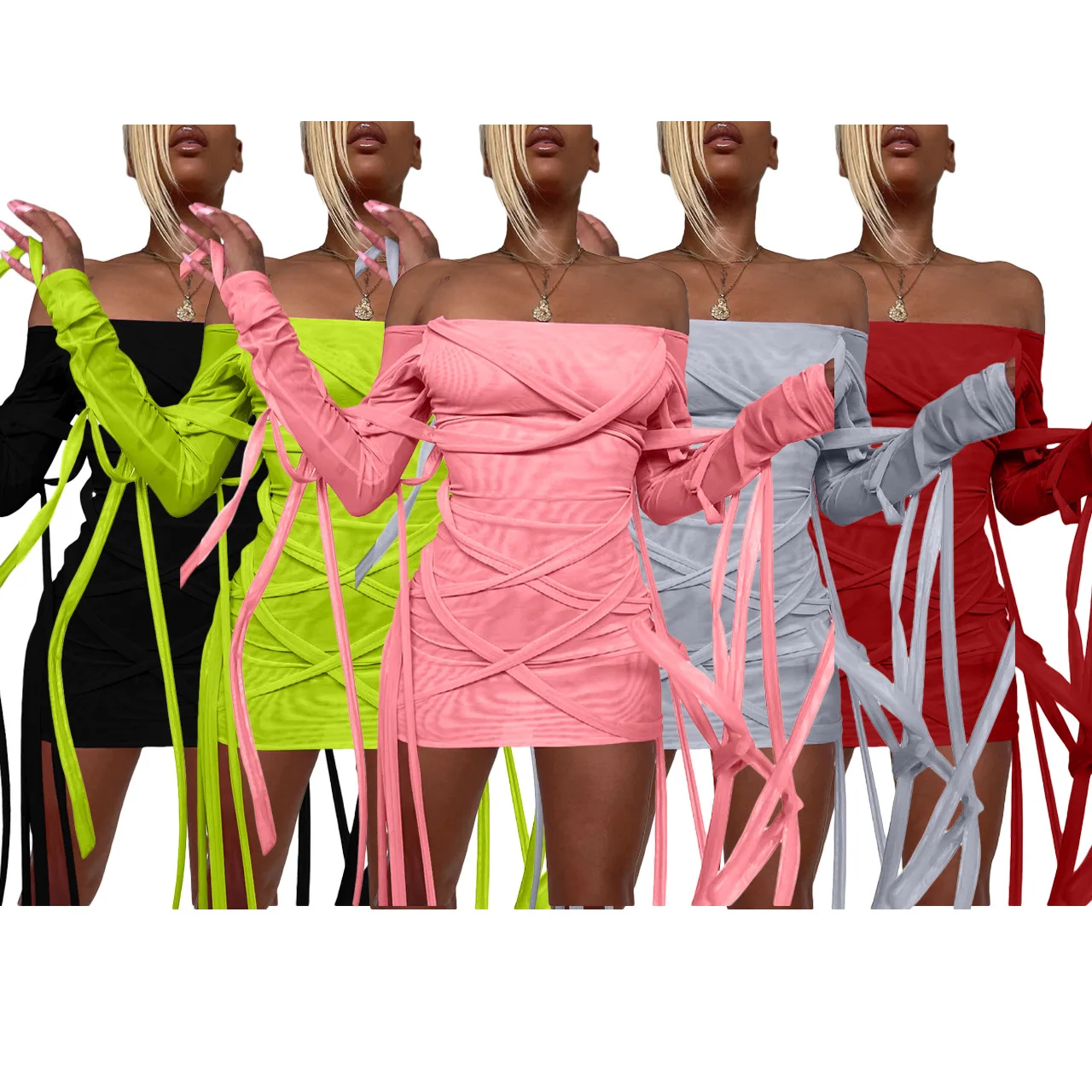 F21750A 2021 summer sexy women's mesh bandage solid-color women casual dresses, Pink, red, gray, black, fluorescent green
F21750A 2021 summer sexy women's mesh bandage solid-color women casual dresses, Pink, red, gray, black, fluorescent green
