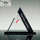 Corporate Gifts World Trophy Engraved Company Crystal Triangle Award Trophy For Corporate Promotional Gifts