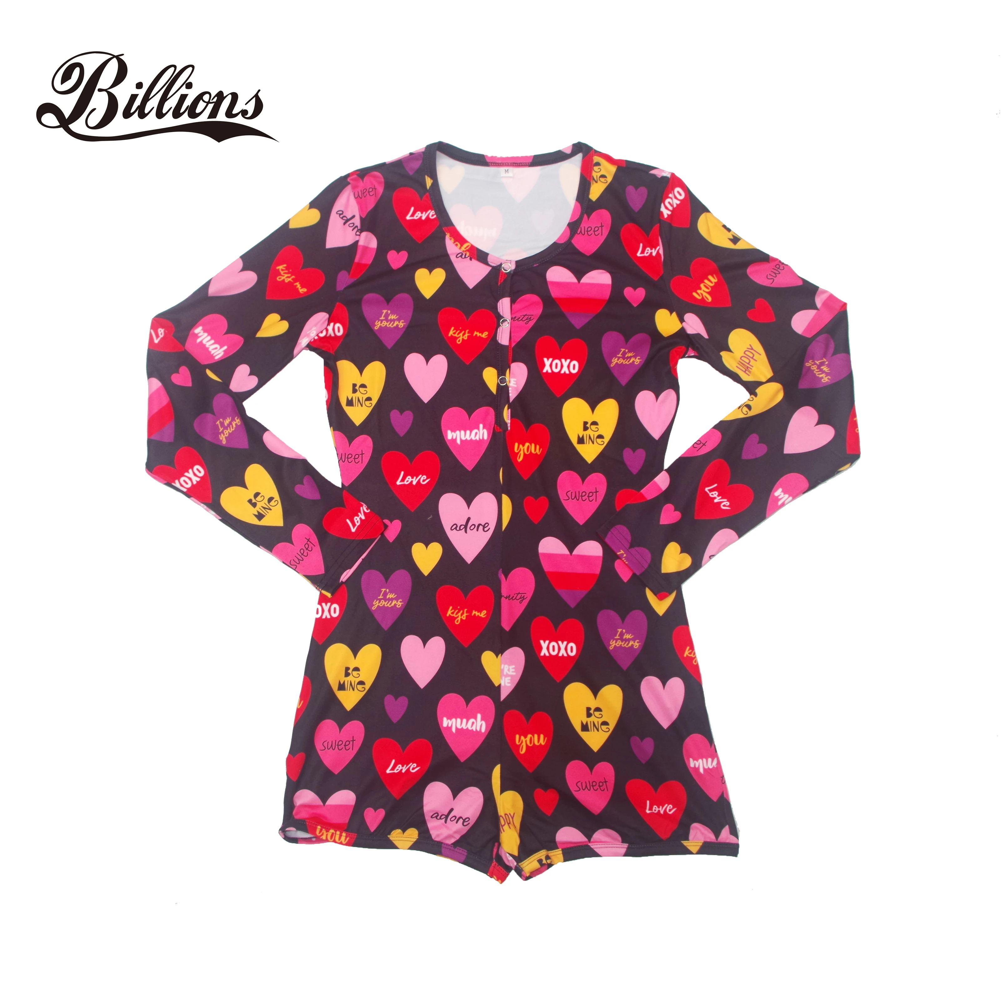 Custom Design Printed V Neck Nightwear Sexy black Red Heart Pajama Onesie Womens, Customized color
Custom Design Printed V Neck Nightwear Sexy black Red Heart Pajama Onesie Womens, Customized color