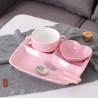 Children 5 pcs ceramic tableware dinner dish plate bowl porcelain dinner sets kids cutlery sets