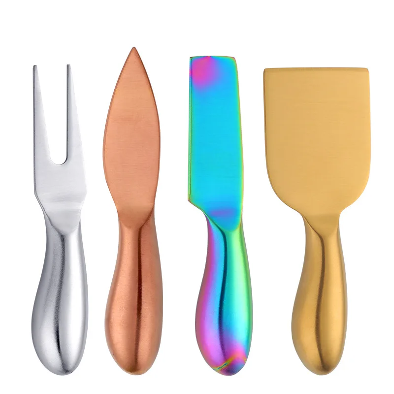 Gold Stainless steel Cheese Knife set 4 piece, Silver/gold/rose gold/red/purple/black/rainbow
Gold Stainless steel Cheese Knife set 4 piece, Silver/gold/rose gold/red/purple/black/rainbow