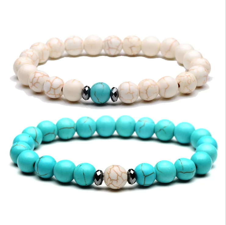 Hot Selling White Blue Turquoise Beaded Bracelet Handmade Couple Bracelet For Women Men, As picture
Hot Selling White Blue Turquoise Beaded Bracelet Handmade Couple Bracelet For Women Men, As picture