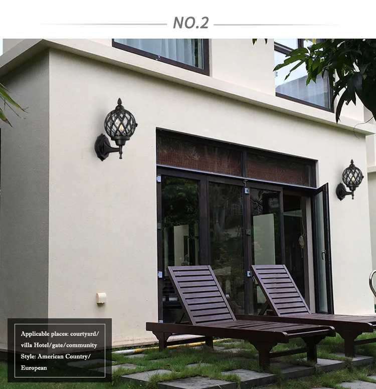 Street Sidewalk Square Park Retro Outdoor Garden E27 Lantern Wall Lamp