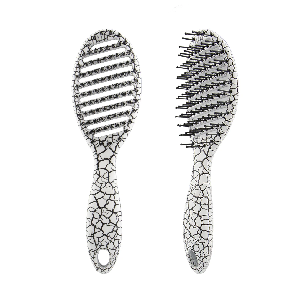 

Wholesale Popular Best Selling Black White Crack Crocodile Pattern Round Hair Massage Spa Comb for Daily Use Hair Salon, Custom