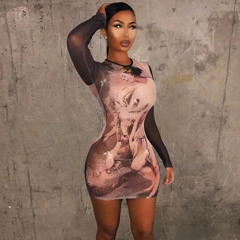 2021 Trendy Women Clothing Brown Sheer Sleeve Printed Bodycon Mini Dresses Ladies Stylish Sexy See Throughwomans Mesh Dress -PT
2021 Trendy Women Clothing Brown Sheer Sleeve Printed Bodycon Mini Dresses Ladies Stylish Sexy See Throughwomans Mesh Dress -PT