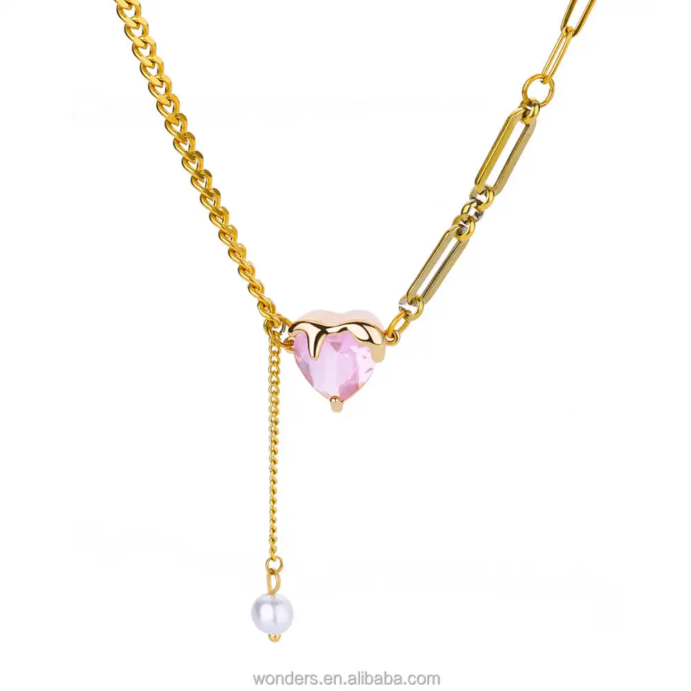 Pink CZ Zircon Zirconia Love Heart Shape Pendant Necklace Jewelry Women Paper Clip Curb Chain Drop Pearl Charm Necklaces Bijoux
Pink CZ Zircon Zirconia Love Heart Shape Pendant Necklace Jewelry Women Paper Clip Curb Chain Drop Pearl Charm Necklaces Bijoux