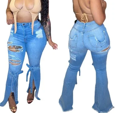 Fall Women Clothing Denim Jeans Wholesale Frayed Hole Flare Denim Jeans Women Street Style Denim Fabric Jeans
Fall Women Clothing Denim Jeans Wholesale Frayed Hole Flare Denim Jeans Women Street Style Denim Fabric Jeans