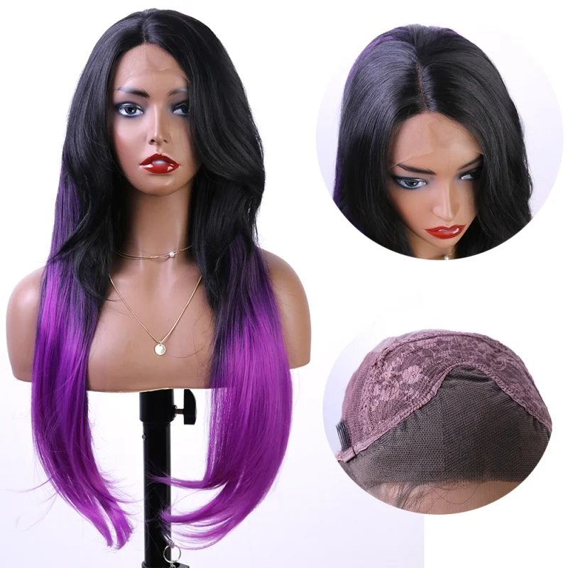 1B natural color Front lace wig ombre purple on the back long straight new style synthetic front lace wig
1B natural color Front lace wig ombre purple on the back long straight new style synthetic front lace wig