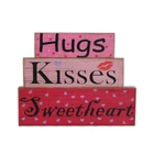 Table Day Decoration Wood Decor Wood Table Block "hugs Kissess " For Valentine's Day Decoration