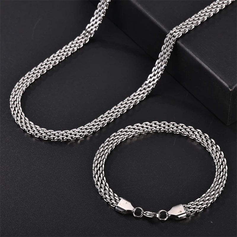 simple hip hop men's necklace silver stainless steel square bone chain bracelet and necklace set
simple hip hop men's necklace silver stainless steel square bone chain bracelet and necklace set
