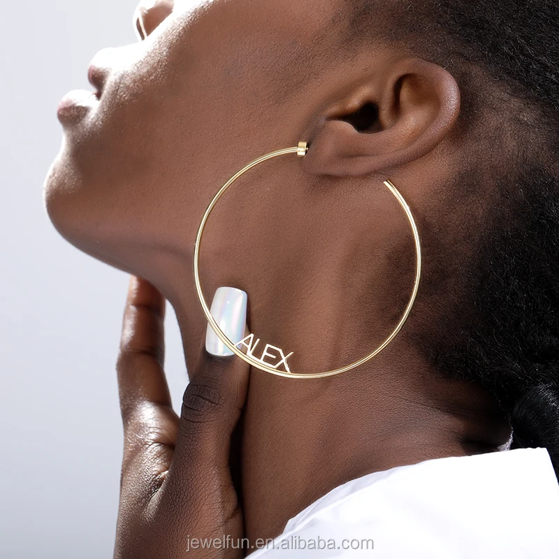 Custom Name Big Hoop Earrings For Women 2020 Personalized Gold Plated Stainless Steel Hoop Earrings Jewelry
Custom Name Big Hoop Earrings For Women 2020 Personalized Gold Plated Stainless Steel Hoop Earrings Jewelry